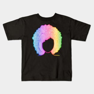 Rainbow afro line design Kids T-Shirt